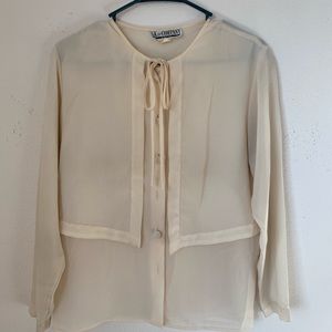 Vintage cream blouse with tie in front